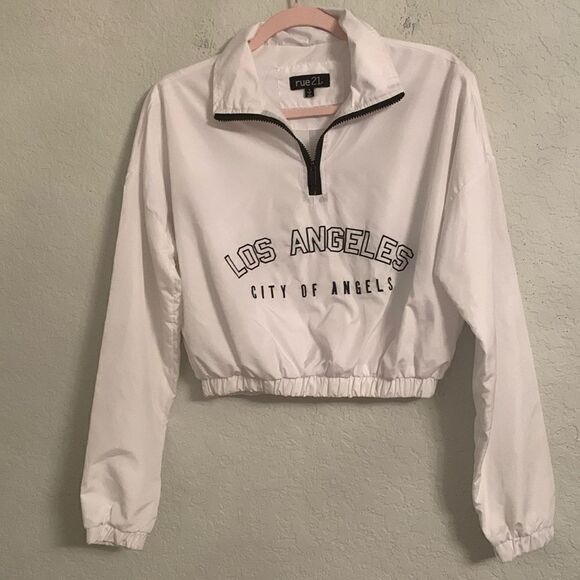 Rue 21 Los Angeles Windbreaker Crop 1/3 Zip Long sleeve Size Small - Picture 1 of 9